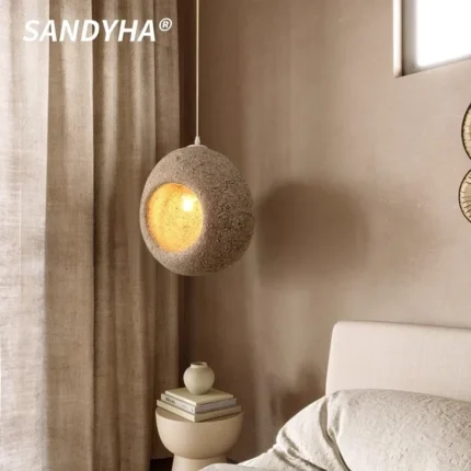SANDYHA Japanese Retro Pendant Light Bird Nest Lampshade Design Restaurant Chandelier Living Room Decor Bedroom Bedside Lamp